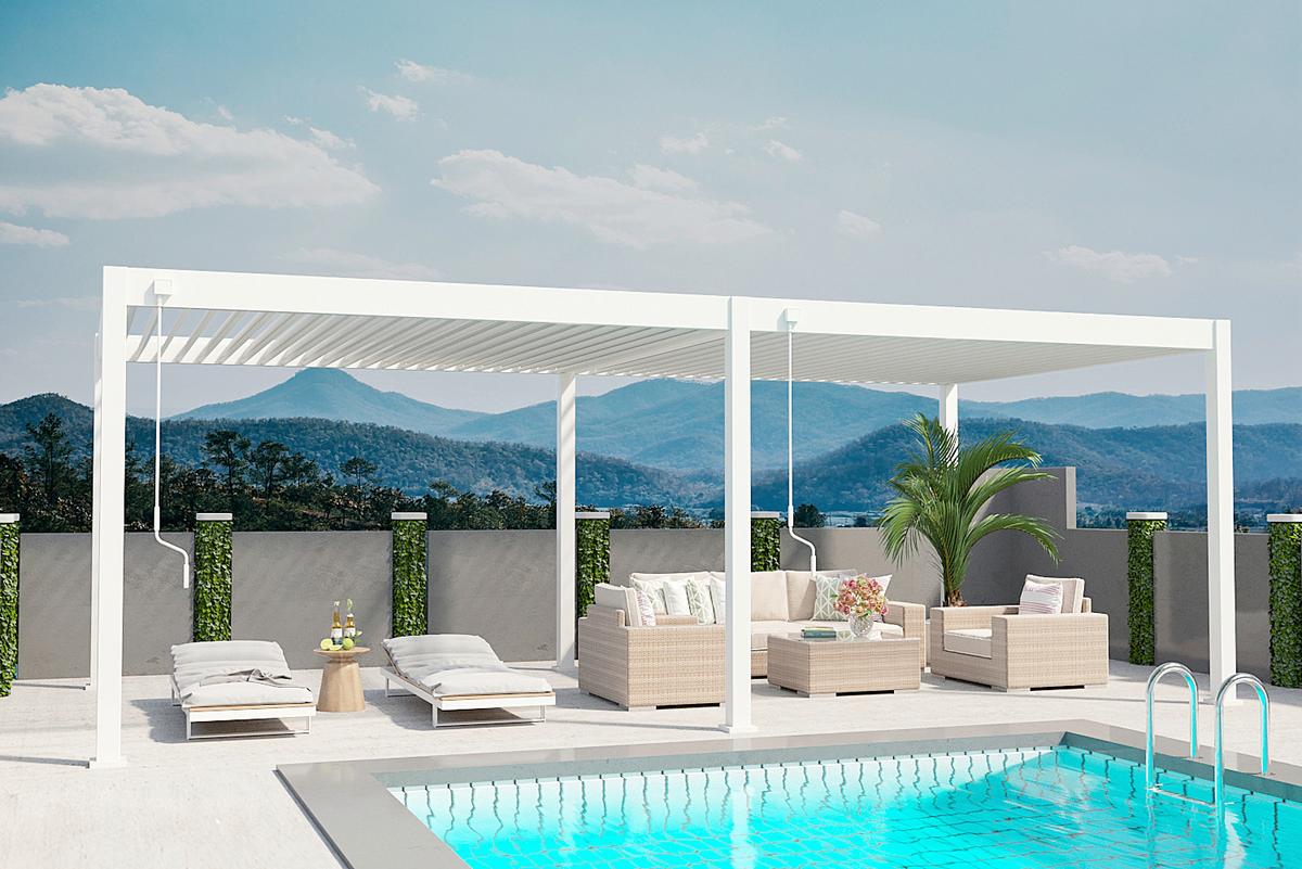 Pergola 360x720 Cm Wetterbeständig, Weiß - Weiß Hochglanz, Basics, Metall (360/255/720cm)