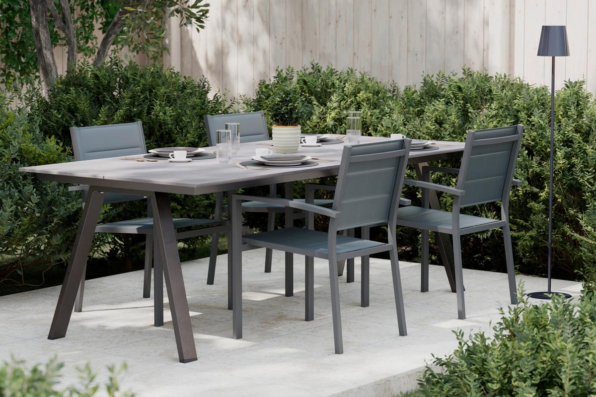 ZAHRADNÍ STŮL BERGEN - černá/antracitová, Moderní, kov/plast (220/74/100cm) - Mömax