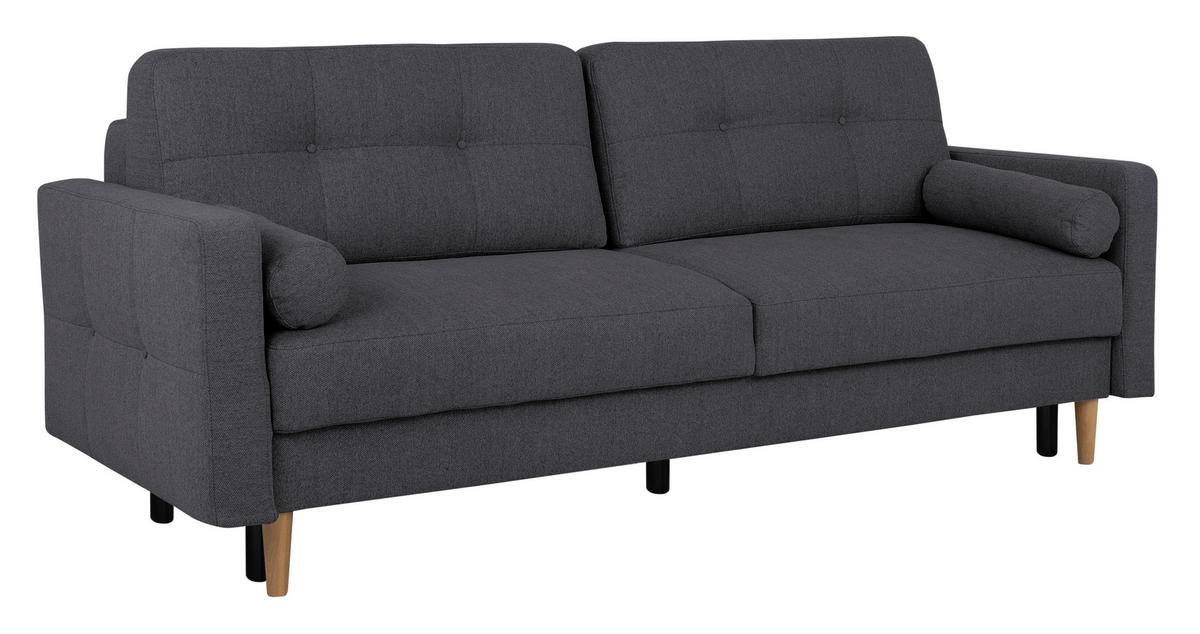 Schlafsofa Noret, Dunkelgrau B: 222 Cm - Dunkelgrau/Buchefarben, Design, Textil (222/93/99cm) - MID.YOU