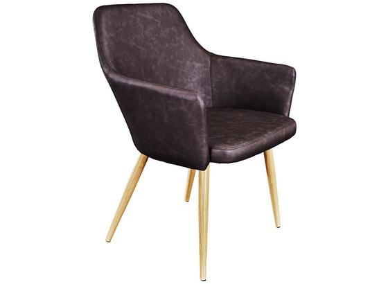 Stuhl Betty Lederlook Anthrazit - Anthrazit/Braun, MODERN, Textil/Metall (51/86/55cm) - Ombra Stuhl Betty Lederlook Anthrazit - Anthrazit/Braun, MODERN, Textil/Metall (51/86/55cm) - Ombra