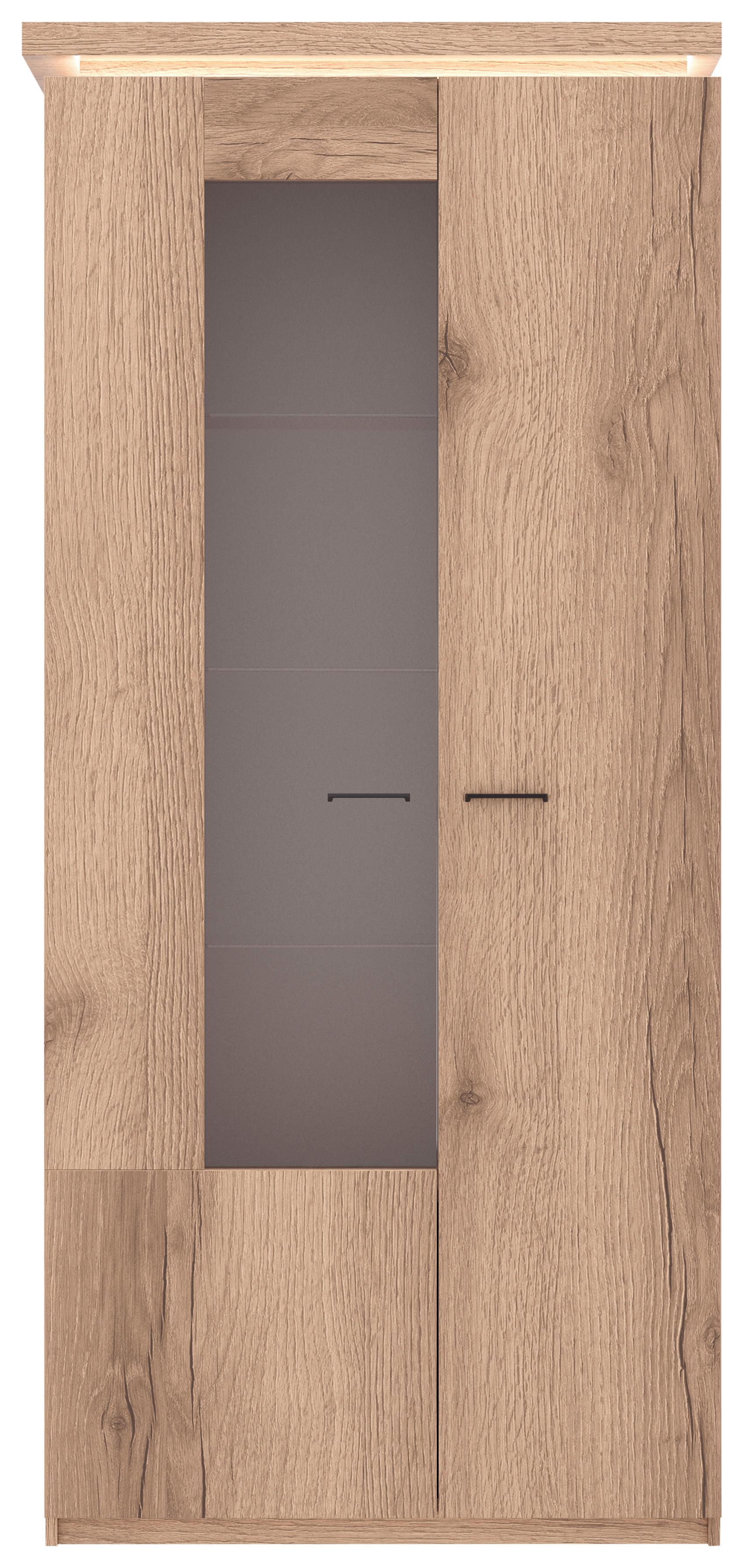 Vitrin Vancouver - tölgyfa színű, Modern, faalapú anyag/Üveg (88/198/38cm)