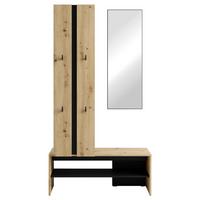 Garderobe Nante Set Eiche Artisan/Schwarz B: 100cm - Schwarz/Eiche Artisan, Design, Holzwerkstoff (100/186/40cm) - MID.YOU
