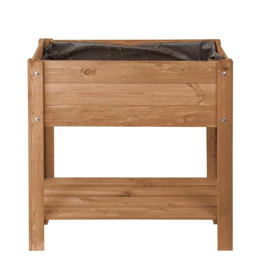 Hochbeet Echtholz Kiefer mit Ablage 80,5x78,5x40 cm Braun
