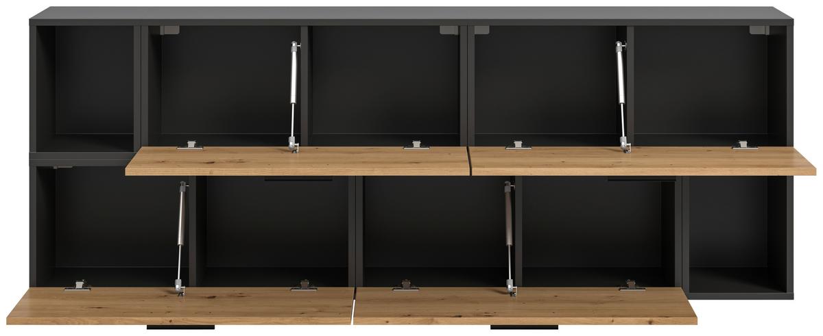 Wohnwand, The One 2, B: 176 cm Artisan Eiche Dekor/Grau - Schwarz/Eiche Artisan, Trend, Holzwerkstoff (176/97/34cm)