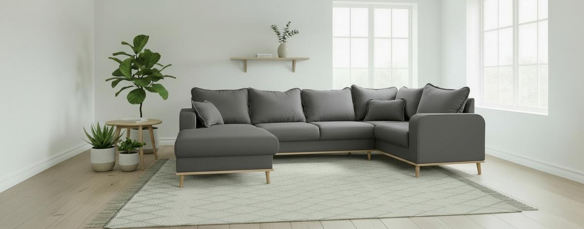 Wohnlandschaft Beata D.grau U: 170x296x167 Cm - Wengefarben/Dunkelgrau, Design, Textil (170/296/167cm) - Livetastic