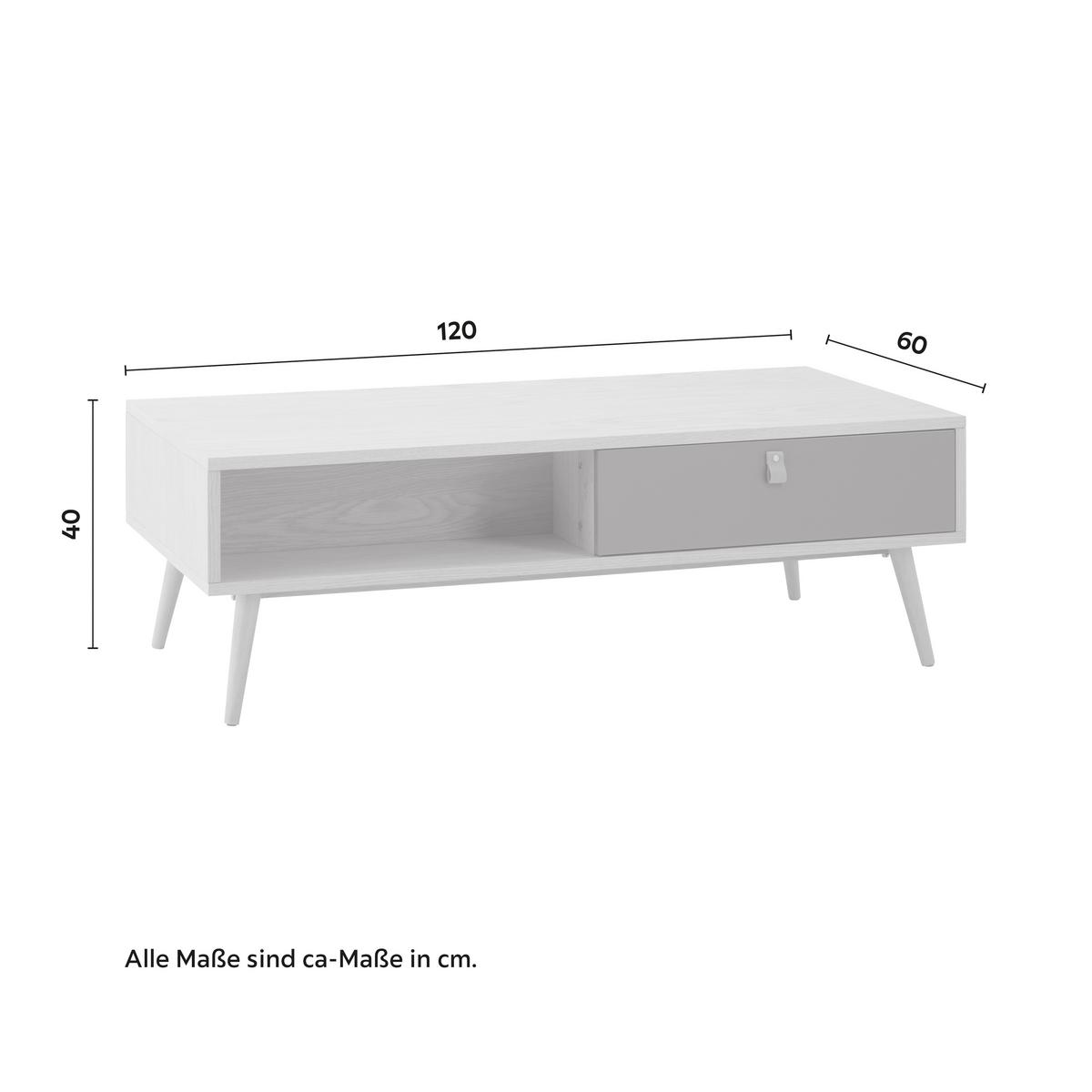 Konferenčný stolík LENA prírodné farby/sivá - svetlohnedá/sivá, Modern, drevo/kompozitné drevo (120/40/60cm) - Bessagi Home