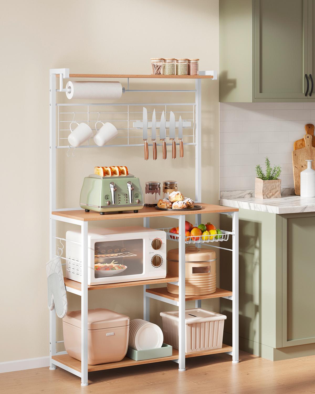 Regal Kitchen Shelf - Eichefarben/Weiß, MODERN, Holzwerkstoff/Metall (90/167/42cm) - MID.YOU