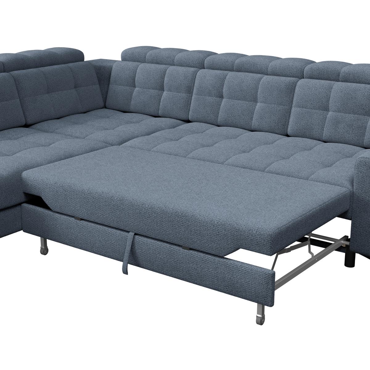 Ecksofa Barletta New Velours Blau, 228x289cm - Blau/Schwarz, ROMANTIK / LANDHAUS, Textil (228/289cm) - Luca Bessoni