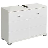 Waschbeckenunterschrank Pool B: 80 Cm Weiß Stehend - Weiß Hochglanz/Silberfarben, Basics, Holzwerkstoff (80/57/31cm) - Livetastic