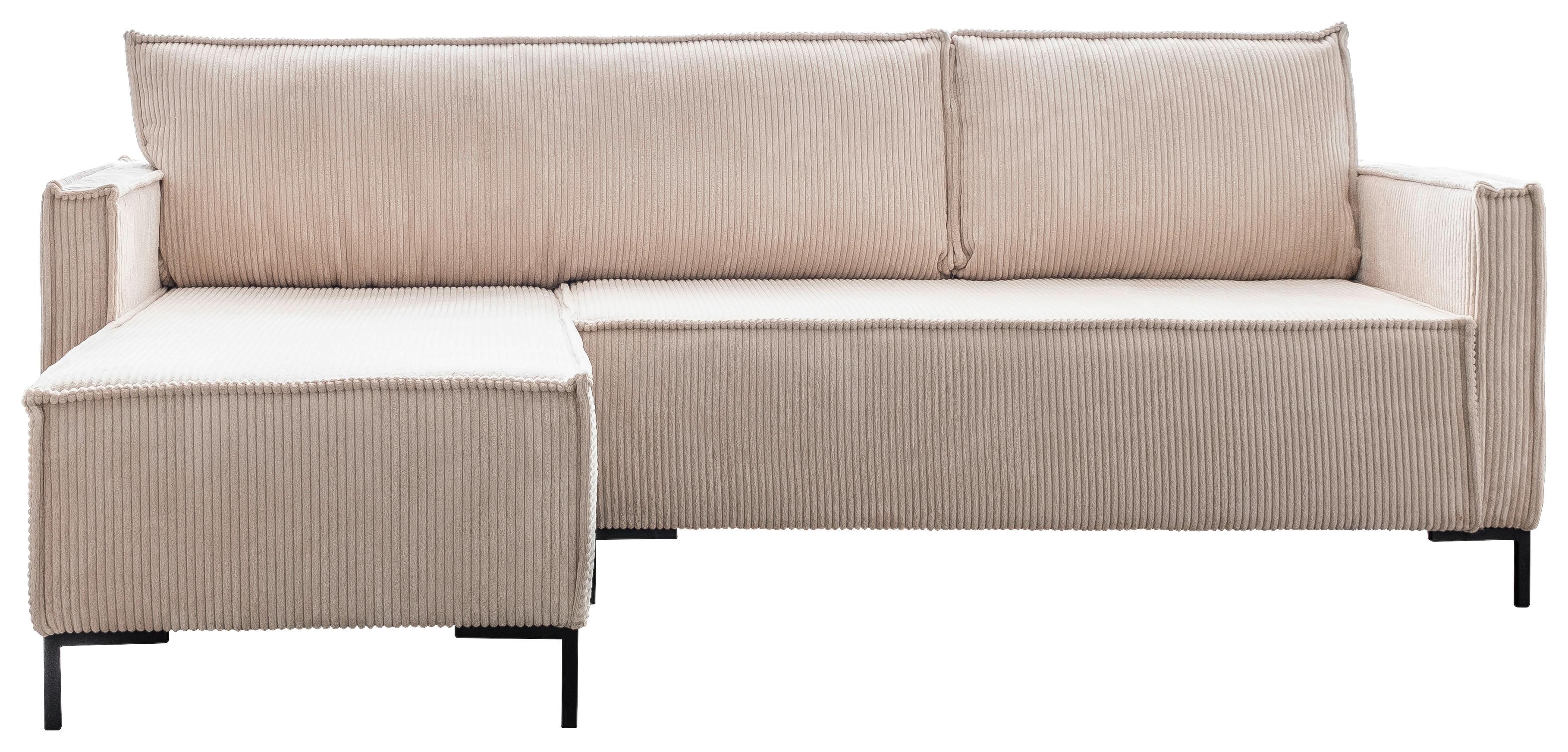 Rohová sedačka, béžová - černá/béžová, Design, kov/textil (232/90/154cm) - MID.YOU