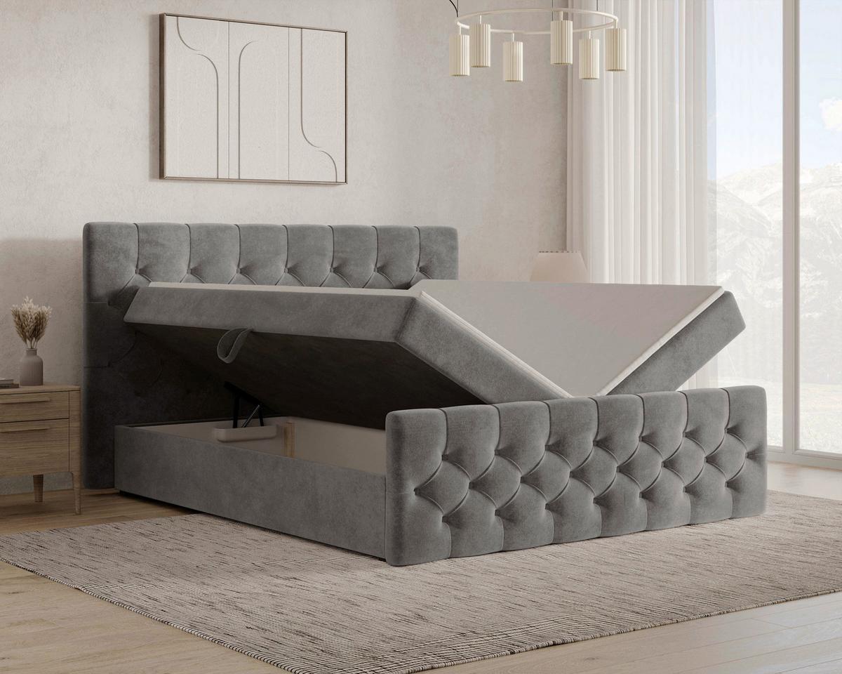 BOXBETT Karo Anthrazit 140x200cm - Anthrazit/Schwarz, MODERN, Holz/Kunststoff (140/200cm) - MID.YOU