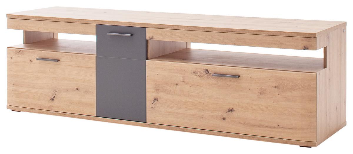 TV-Element Cortona B: 180 cm Anthrazit/Eiche Dekor - Eichefarben/Anthrazit, Design, Holzwerkstoff (180/55/50cm) - Livetastic