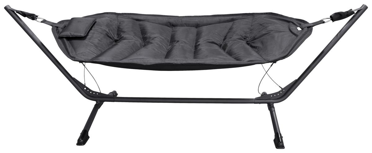 Hängematte Niño - Schwarz, KONVENTIONELL, Textil/Metall (115/104/305cm) - Gardenson