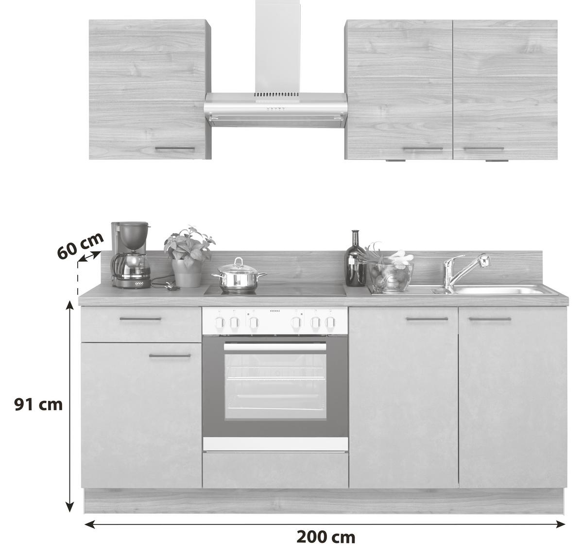 Küchenzeile Win ohne Geräte ohne Geräte B: 200 cm - Anthrazit/Weiß, Design, Holzwerkstoff (200cm) - Express