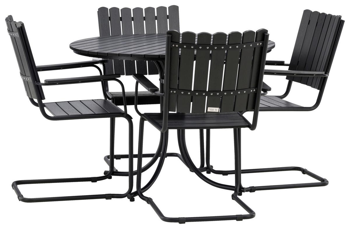 Gartentischgruppe Holmsund - Schwarz, KONVENTIONELL, Metall - Gardenson