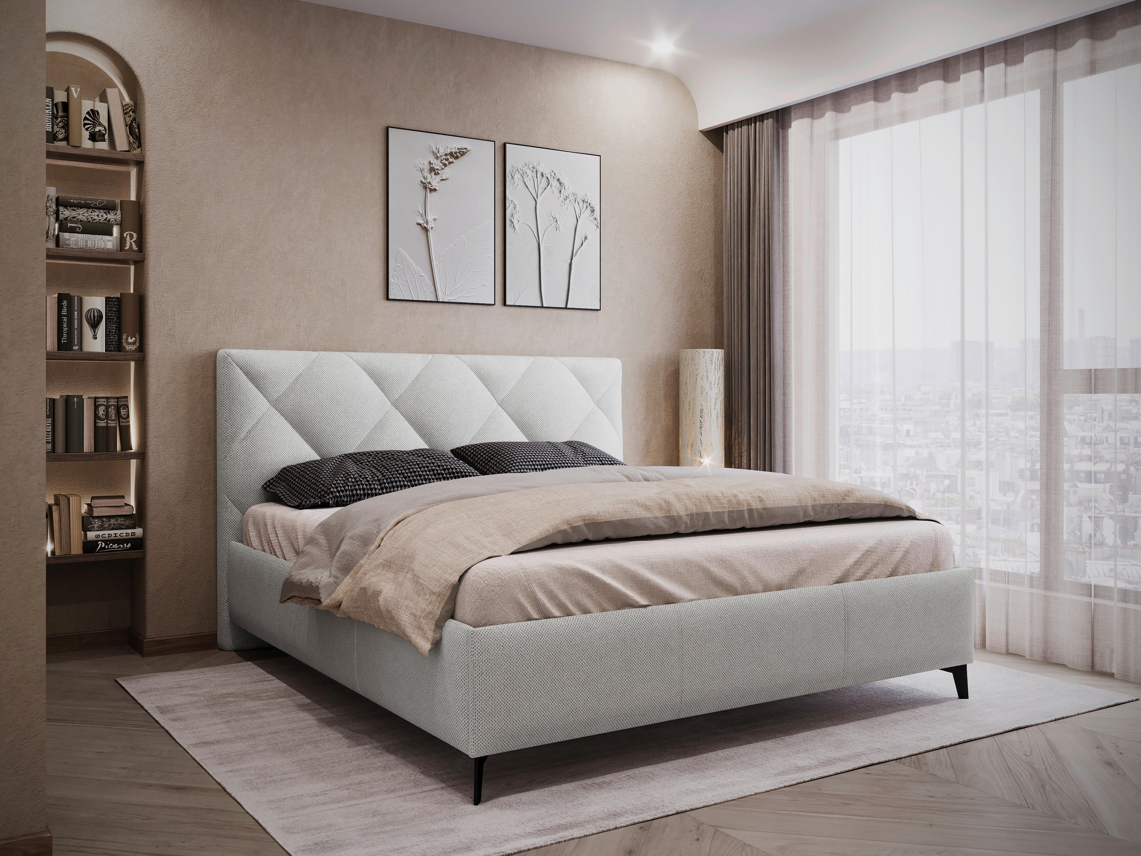 Polsterbett Bianco - Hellgrau/Schwarz, MODERN, Holz/Textil (180/200cm) - MID.YOU