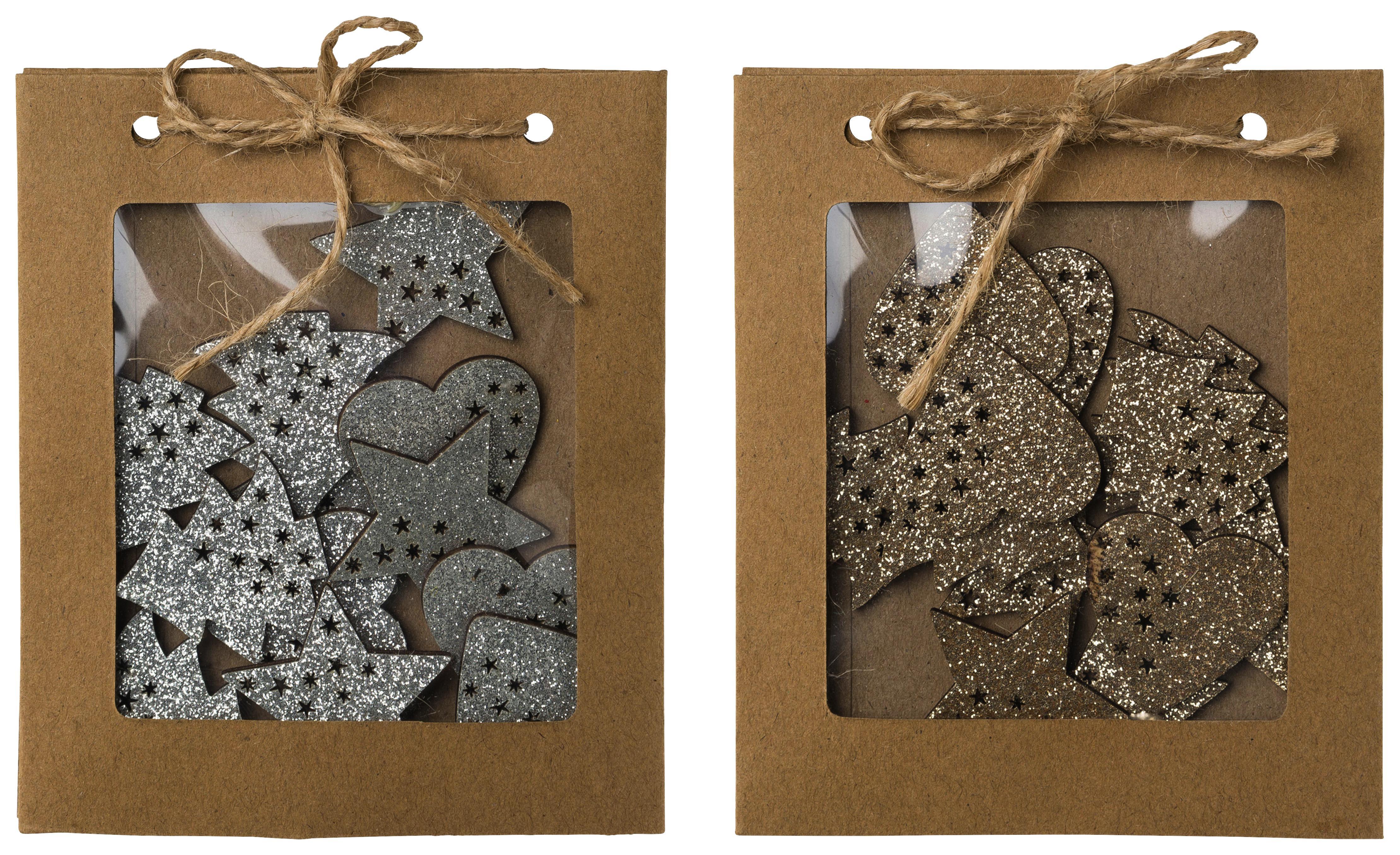 Dekor Csillag Ludwig - Pezsgő/Ezüst, konvencionális, Fa (2,5cm)