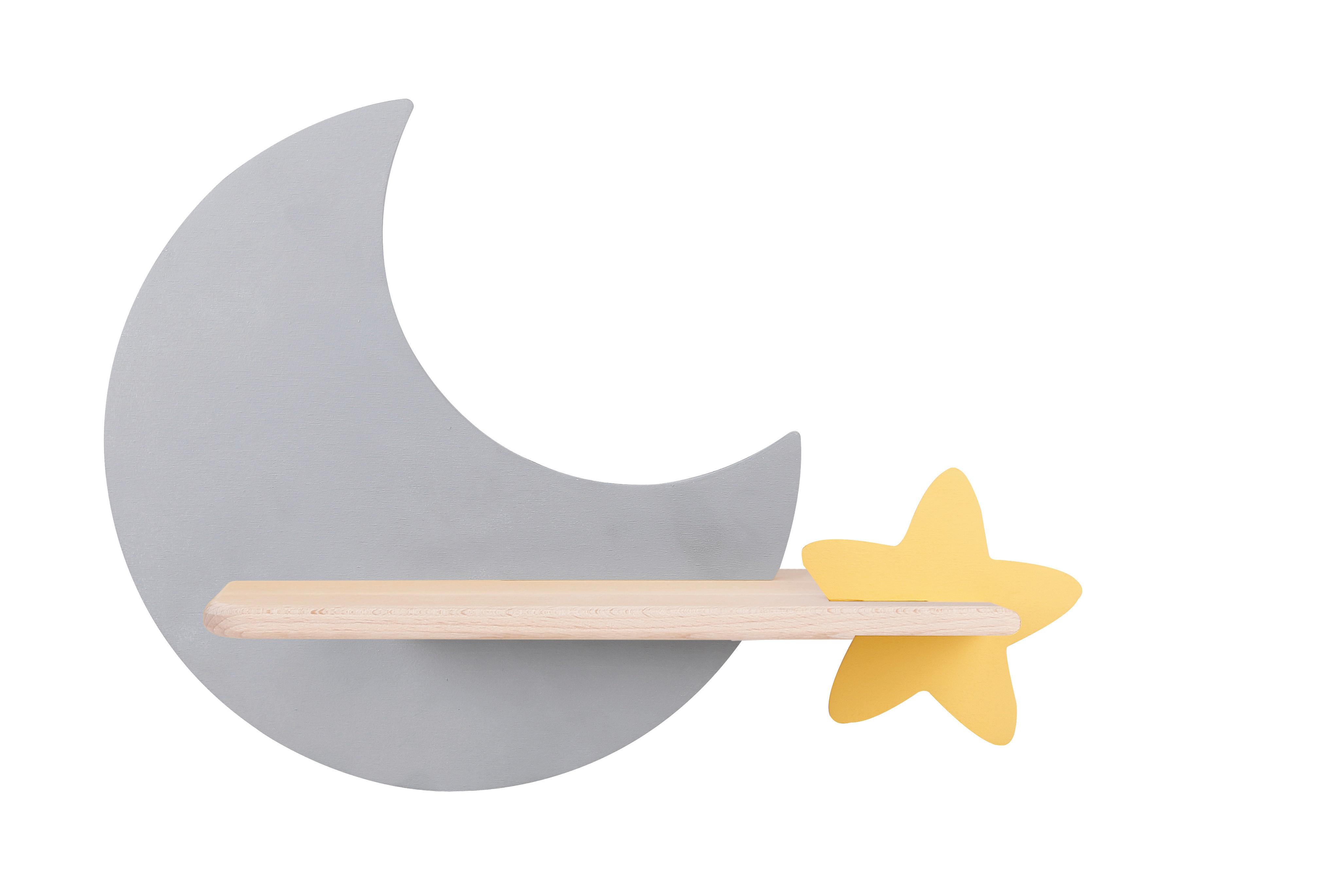 KINDERWANDLEUCHTE 21-75574 mOON - Grau, Basics, Holz/Holzwerkstoff (39.5/12/27.5cm)