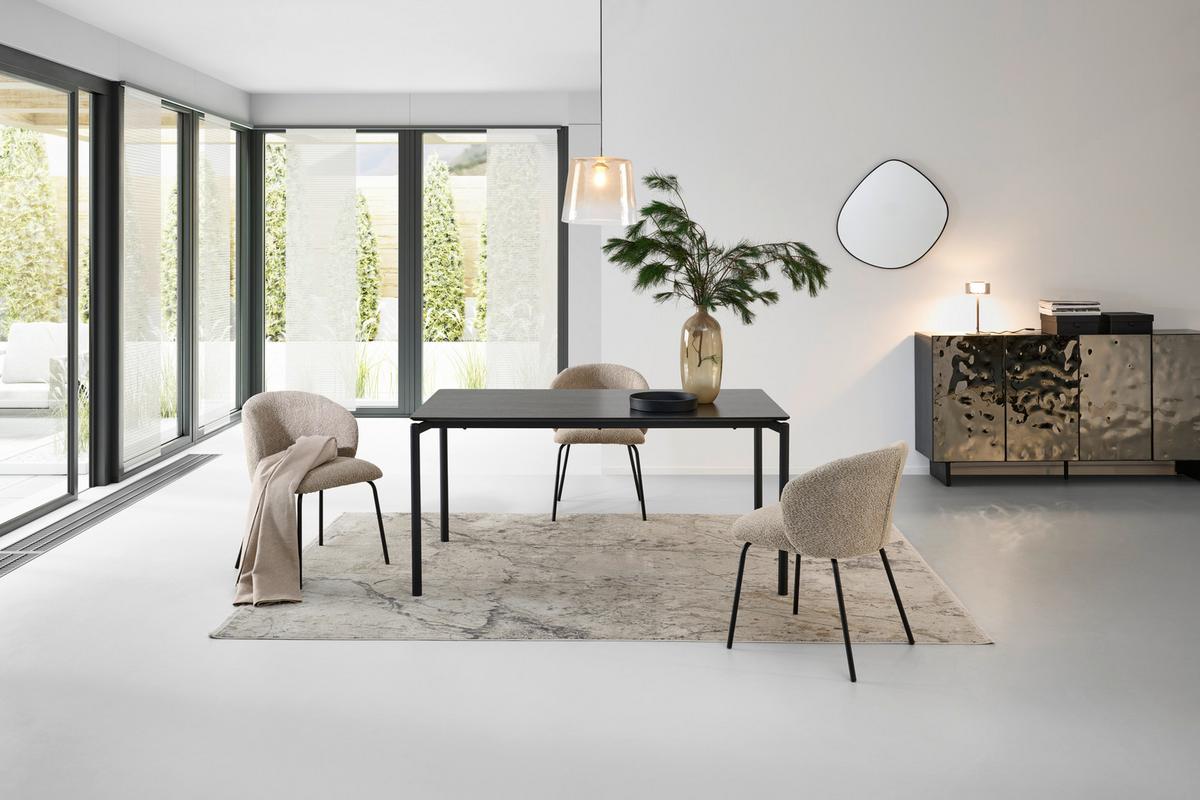 Esstisch Lean Mdf Schwarz, B: 160 Cm - Schwarz, KONVENTIONELL, Holzwerkstoff/Metall (160/90/76cm) - P & B