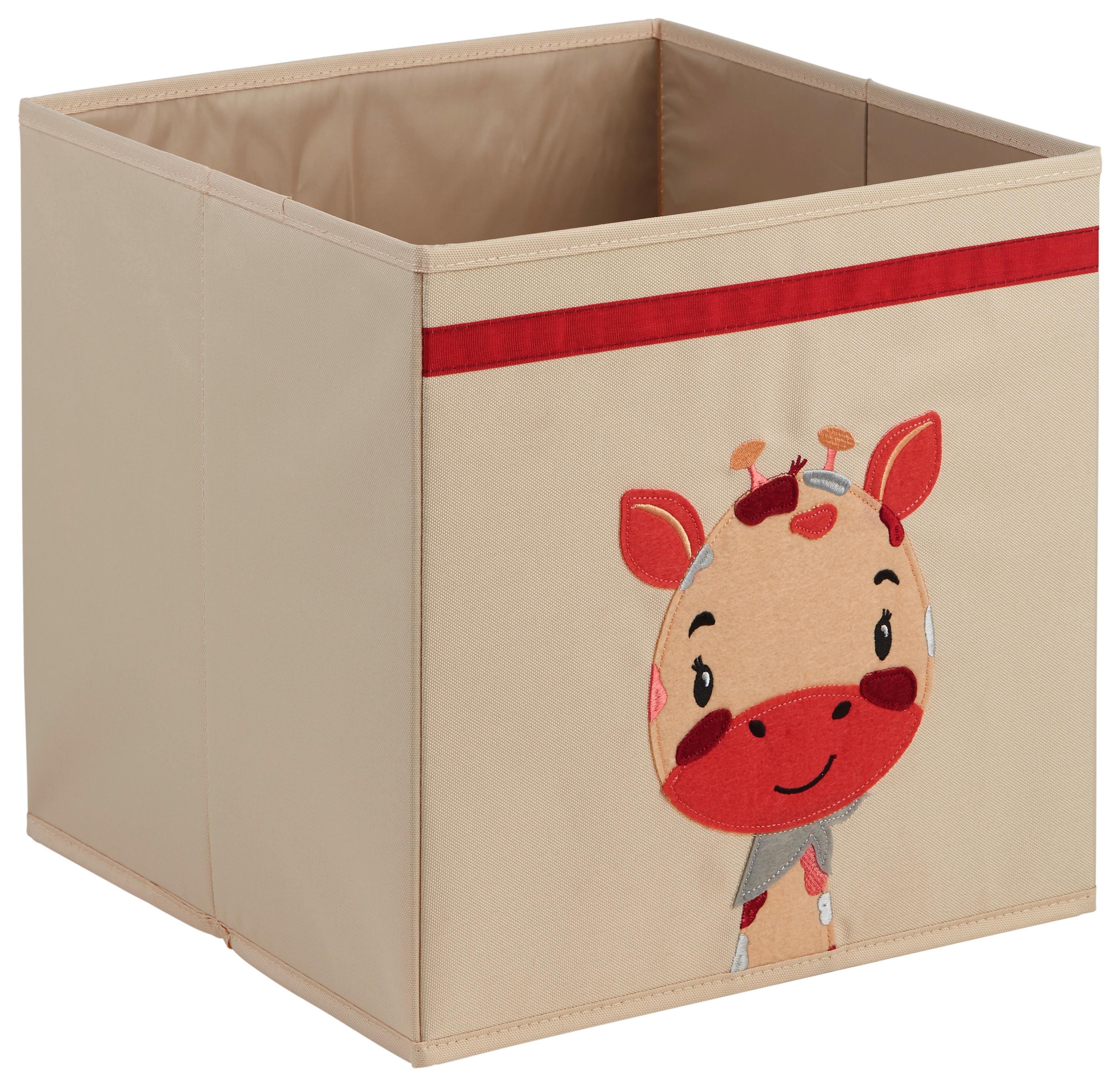 SKLÁDACÍ KRABICE PETER - CA. 34L -EXT- - krémová/červená, karton/textil (33/32/33cm) - Mömax