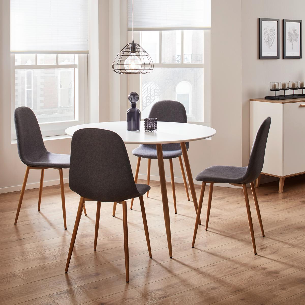 Jídelní stůl John 110x76 cm - bílá/barvy dubu, Moderní, kov/dřevo (110/110/76cm) - Bessagi Home