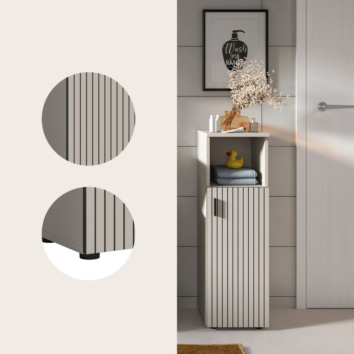 MIDISCHRANK Mone Kaschmir B: 30cm - Kaschmir/Schwarz, Trend, Holzwerkstoff (30/95/30cm) - MID.YOU