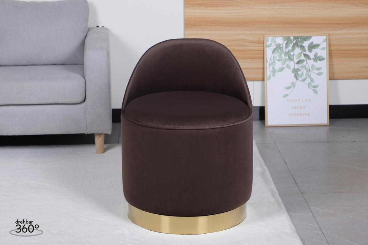 Drehhocker Viktor 125 Braun D: 52 Cm - Goldfarben/Braun, Design, Textil/Metall (52/68cm) - Kayoom