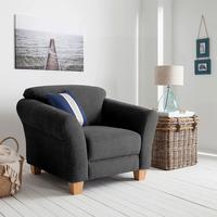 Sessel Gotland schwarz Rücken echt, 101x84x89 cm - Schwarz/Naturfarben, KONVENTIONELL, Textil (101/84/89cm) - Sit & More