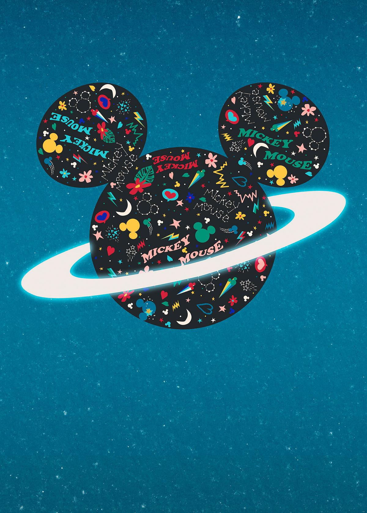 Fototapete Planet Mickey - Multicolor, Trend, Textil (200/280cm)