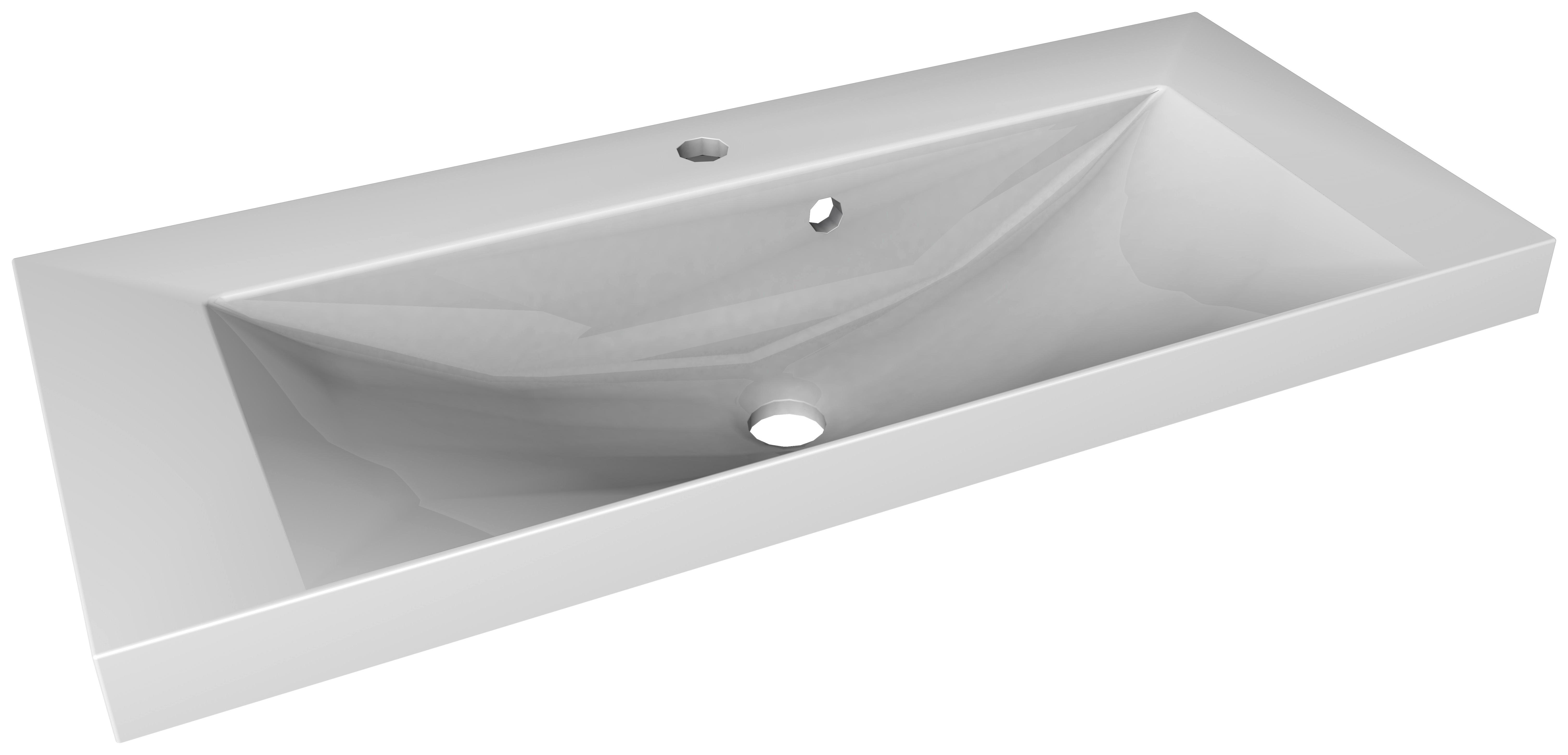 Waschbecken Lima Keramik 80x35 Cm Weiß - Weiß, MODERN, Stein (80/14/35cm) - MID.YOU