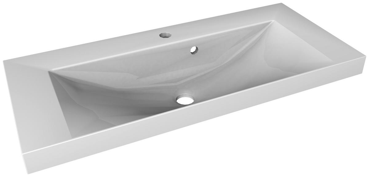 Waschbecken Lima Keramik 80x35 cm Weiß - Weiß, MODERN, Stein (80/14/35cm) - MID.YOU