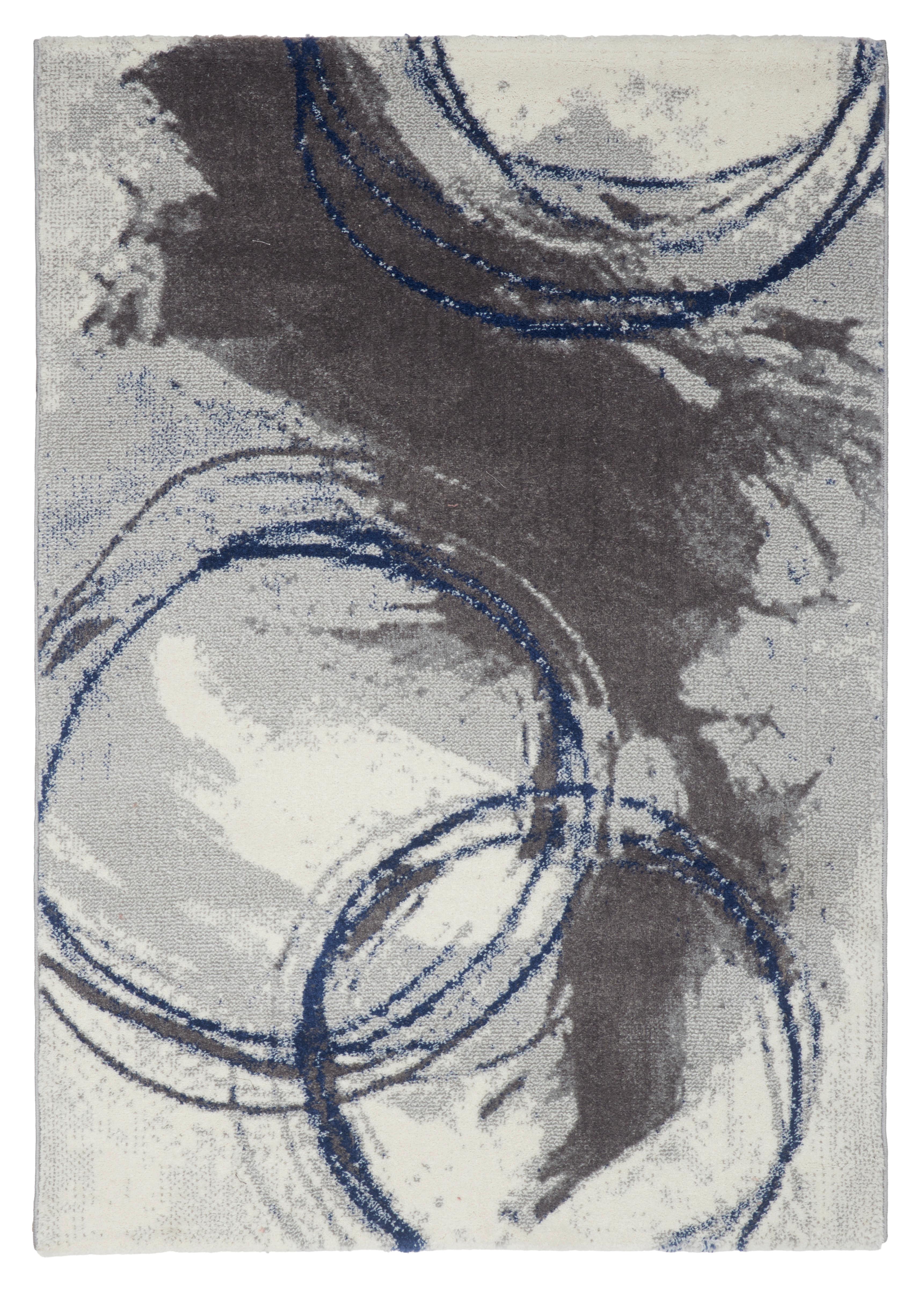 Webteppich Hellgrau/ Navy Mila 160x230 Cm - Dunkelblau, MODERN, Textil (160/230cm) - Ondega