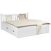 Dřevěná manželská postel Lyon, bílá, 140x200 cm - bílá, Romantický / Rustikální, dřevo/kompozitní dřevo (140/200cm) - Zandiara