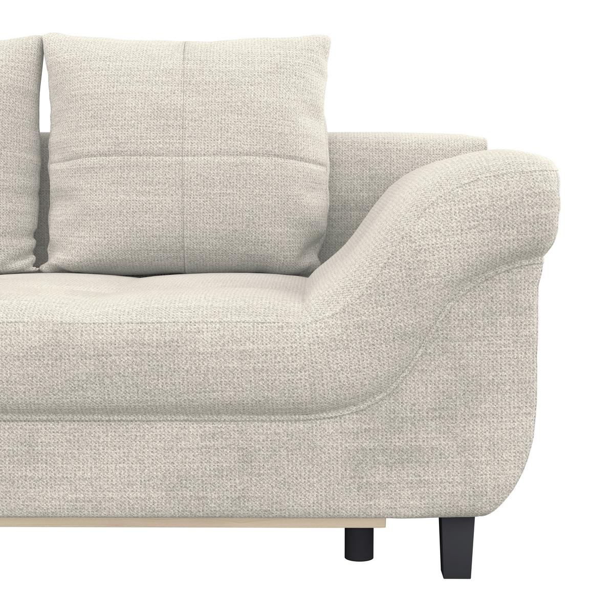 Ecksofa mit Schlaffunktion Mendoza New Chenille 197x309cm - Greige/Schwarz, KONVENTIONELL, Textil (197/309cm) - Ondega