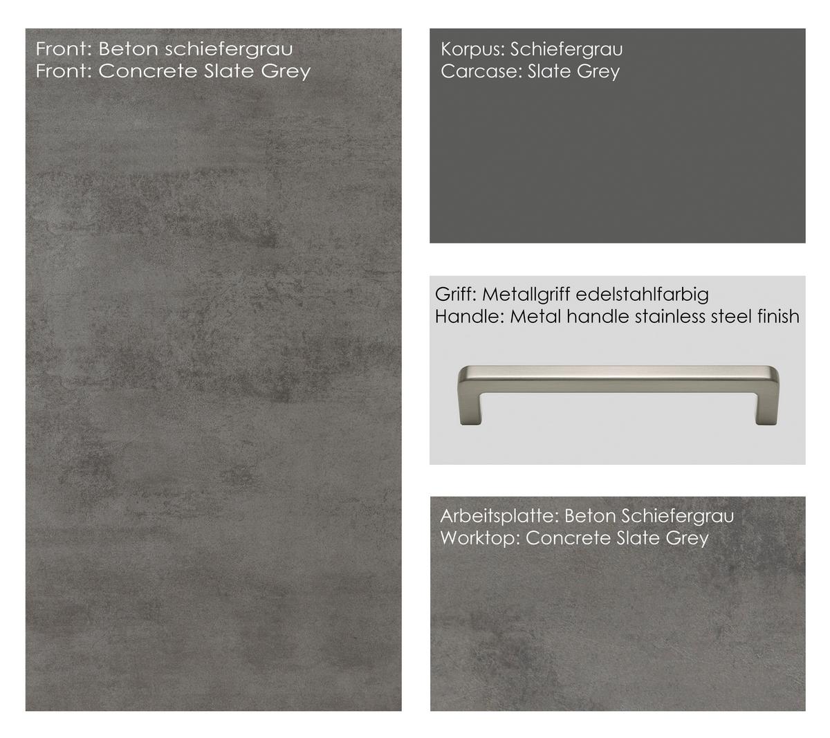 KUCHYNSKÝ BLOK BEZ SPOTREBIČO RIVA HIGH-LINE, H1 LINKS - farba ušľachtilej ocele/bridlicová, Modern, kov/kompozitné drevo (180cm) - Nobilia