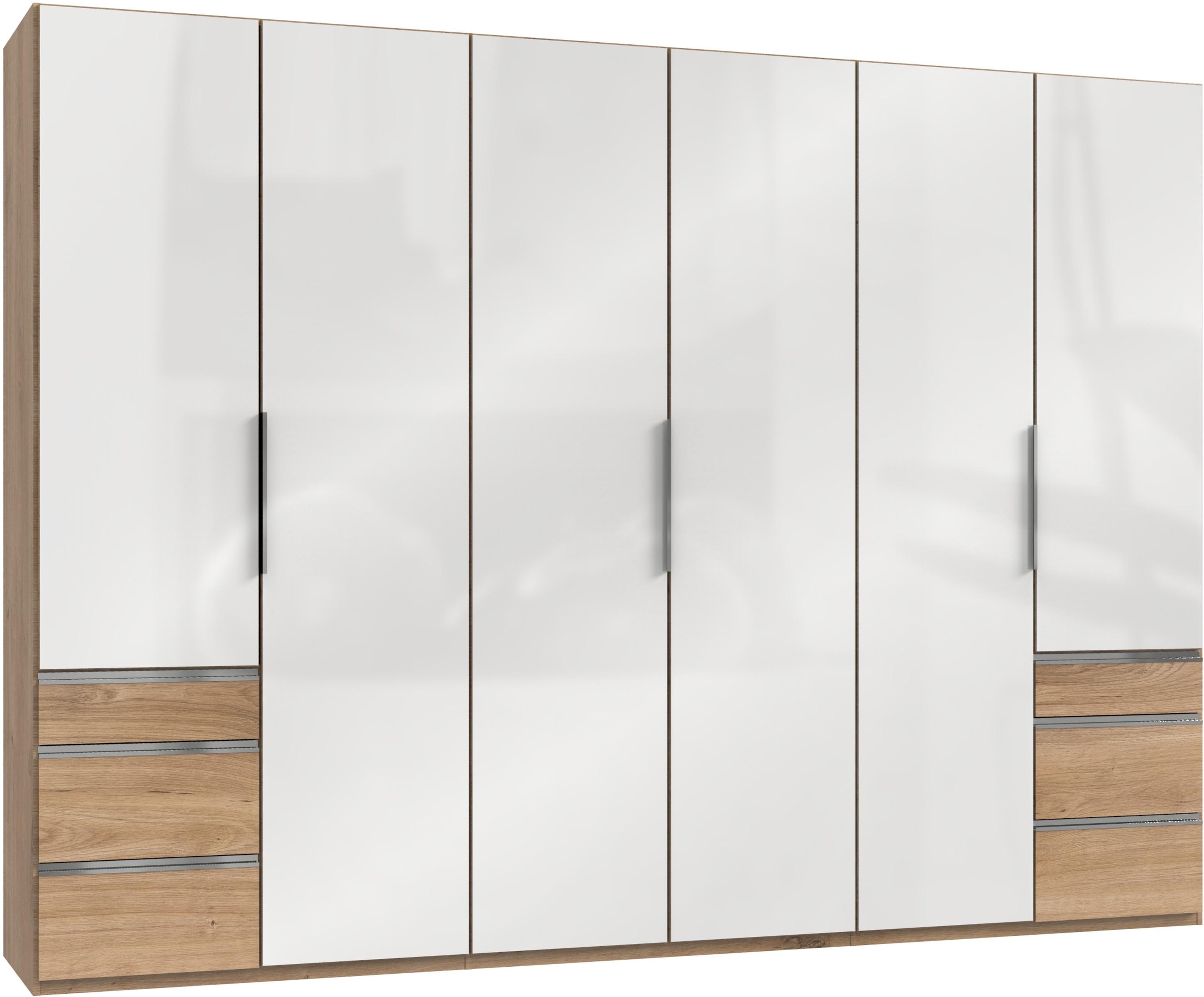 Drehtürenschrank 300cm Level, Weiß/eiche Dekor - Eichefarben/Weiß, MODERN, Glas/Holzwerkstoff (300/216/58cm) - MID.YOU