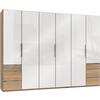 Drehtürenschrank 300cm Level, Weiß/eiche Dekor - Eichefarben/Weiß, MODERN, Glas/Holzwerkstoff (300/216/58cm) - MID.YOU