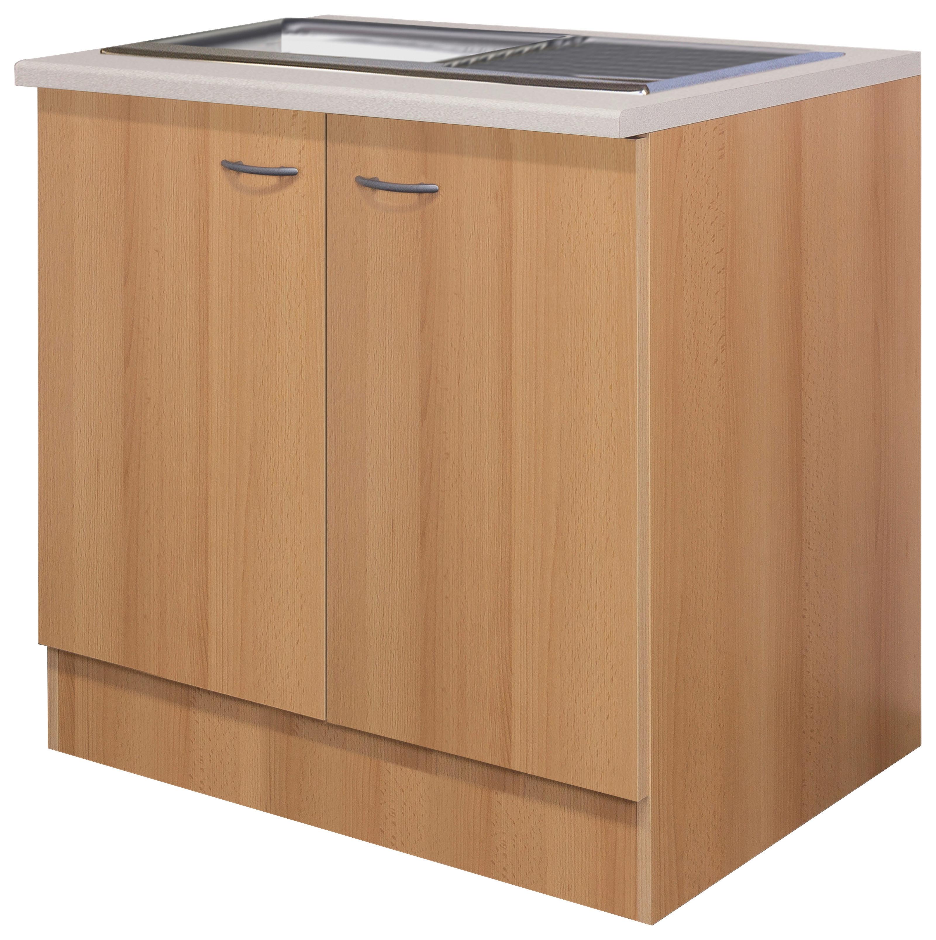 Skrinka pod drez Nano DSPU 100 ES - farba buka/farba ušľachtilej ocele, Modern, kompozitné drevo/plast (100/85/57cm)