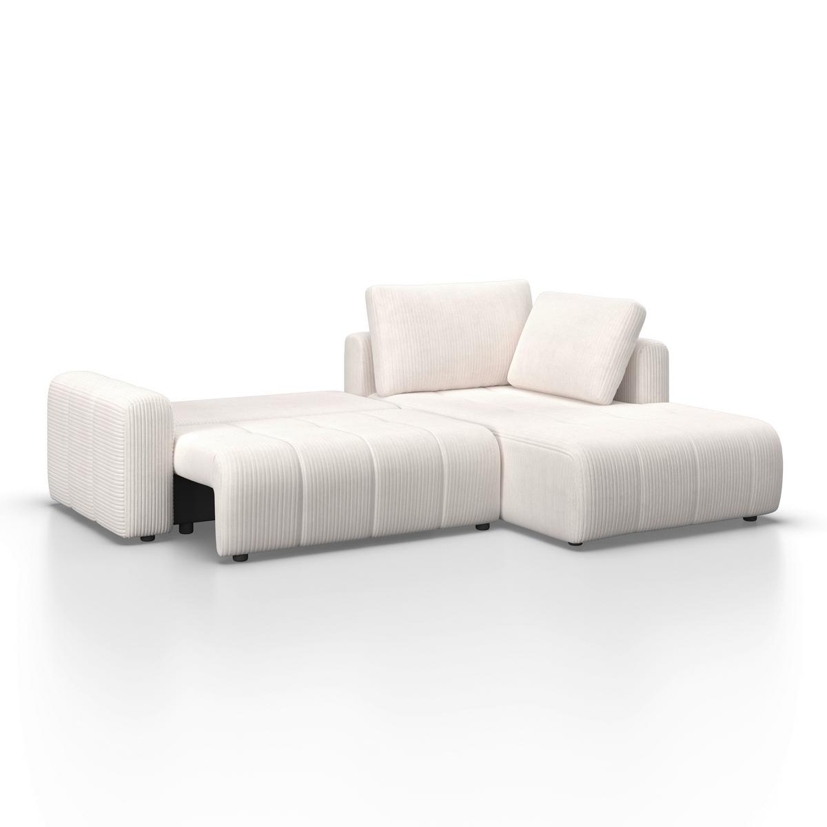 Sedací souprava GIA, pravá, bílá - bílá/šedá, Moderní, dřevo/textil (261/94/197cm) - Bessagi Home
