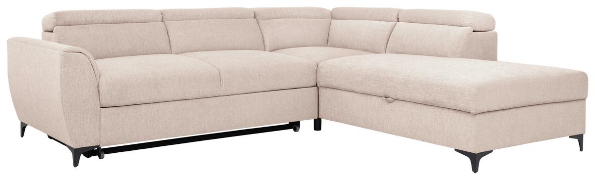 Ecksofa Lapis Creme S: 255/217 cm - Creme/Schwarz, KONVENTIONELL, Textil (255/217cm) - MID.YOU