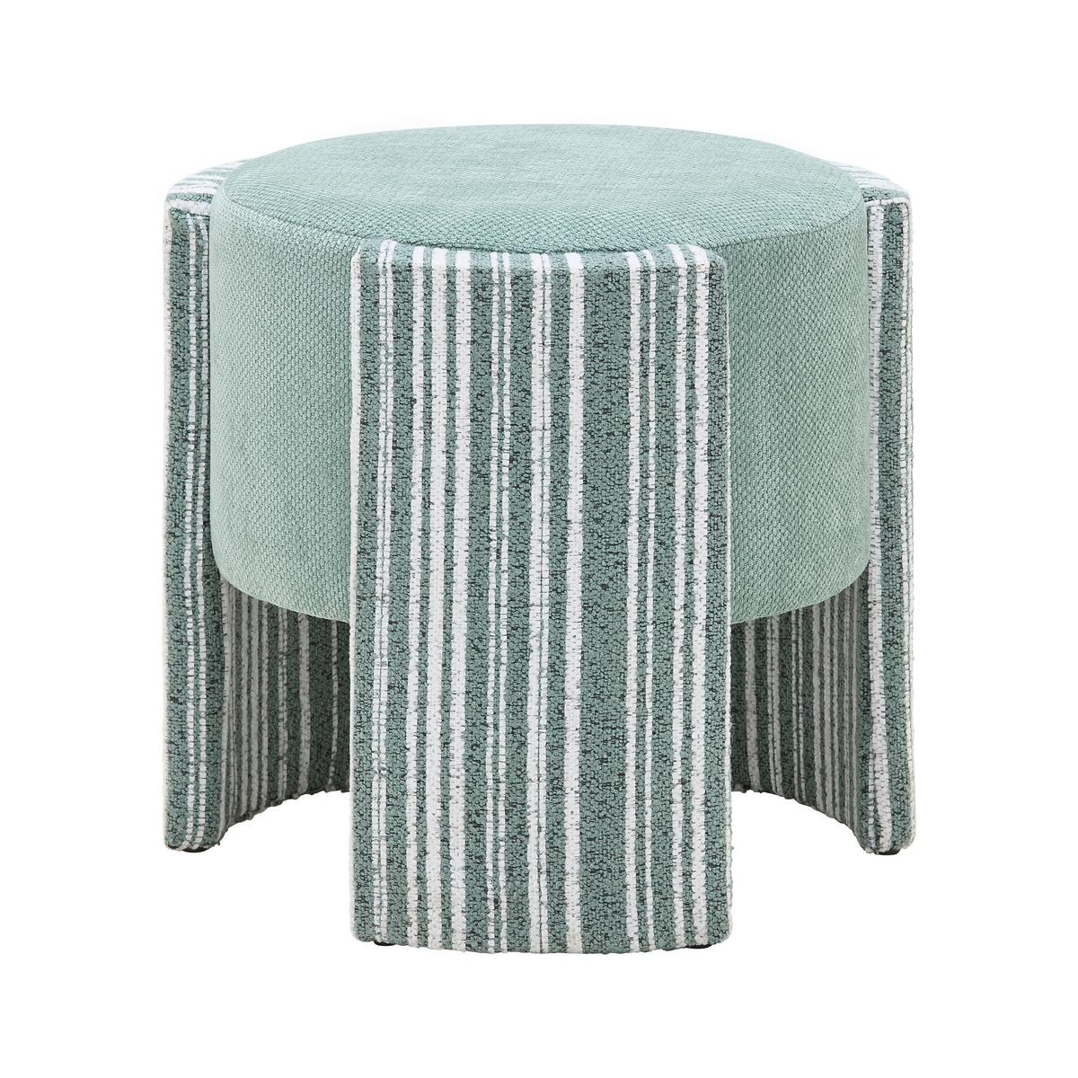 Taburet ROMY, zeleno-bílá žinylka - bílá/zelená, Lifestyle, kompozitní dřevo/textil (40/39cm) - Mömax