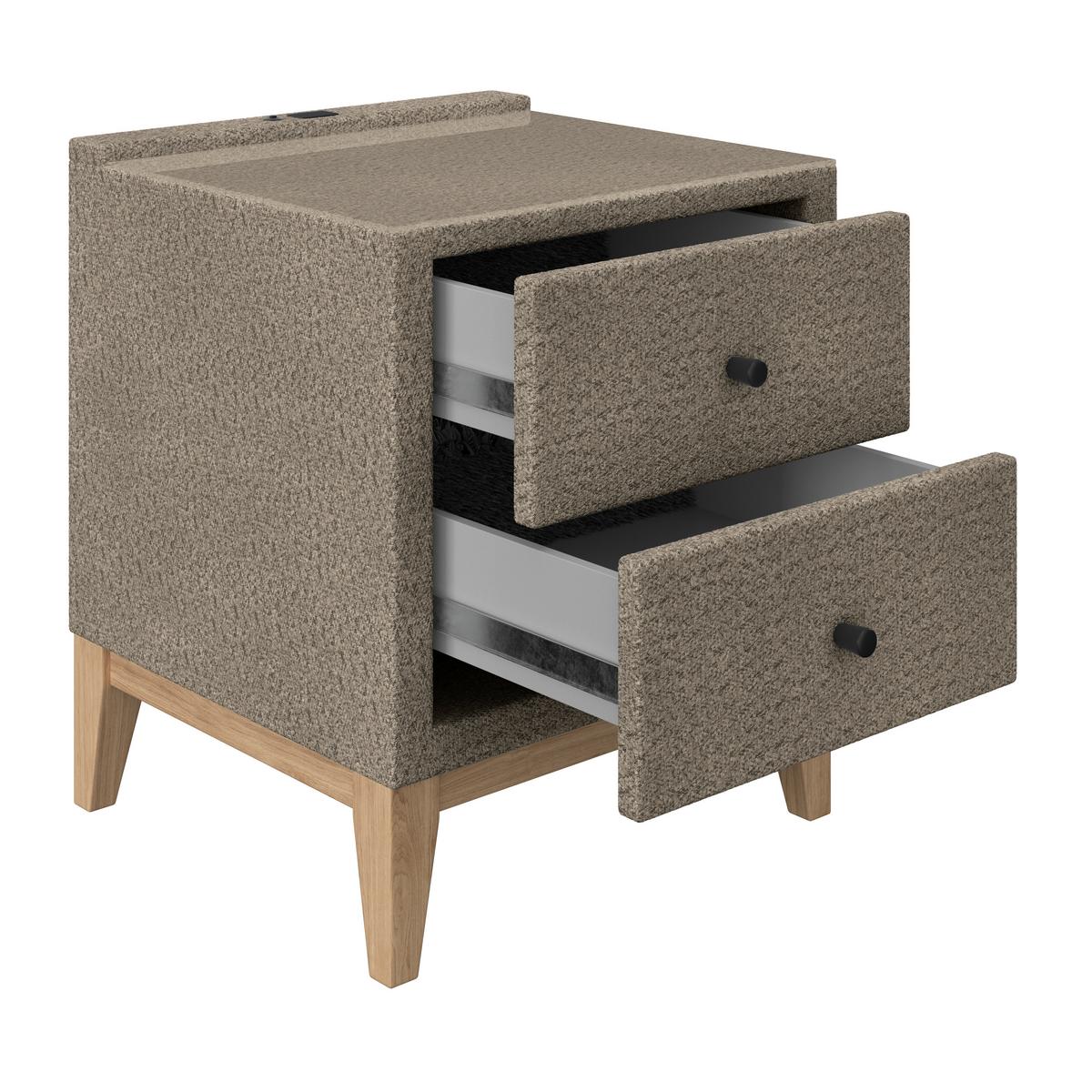 Nachtkästchen Smile inkl. Beleuchtung, B: 49cm - Taupe, KONVENTIONELL, Glas/Holz (49/58,5/46cm) - James Wood