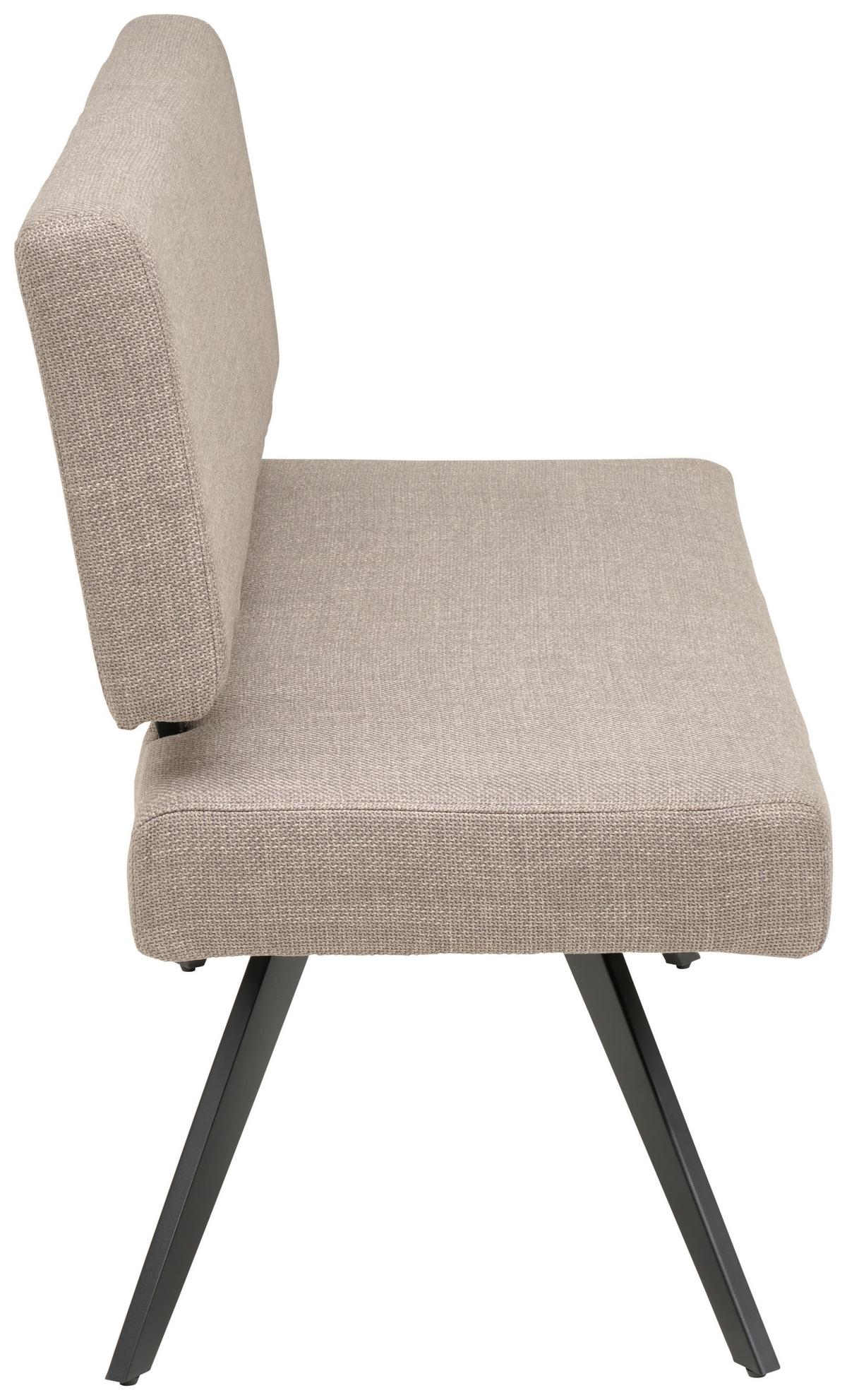 Sitzbank Andros mit Lehne Hellgrau, B: 140 cm - Hellgrau/Schwarz, KONVENTIONELL, Textil/Metall (140/90/62cm) - MID.YOU