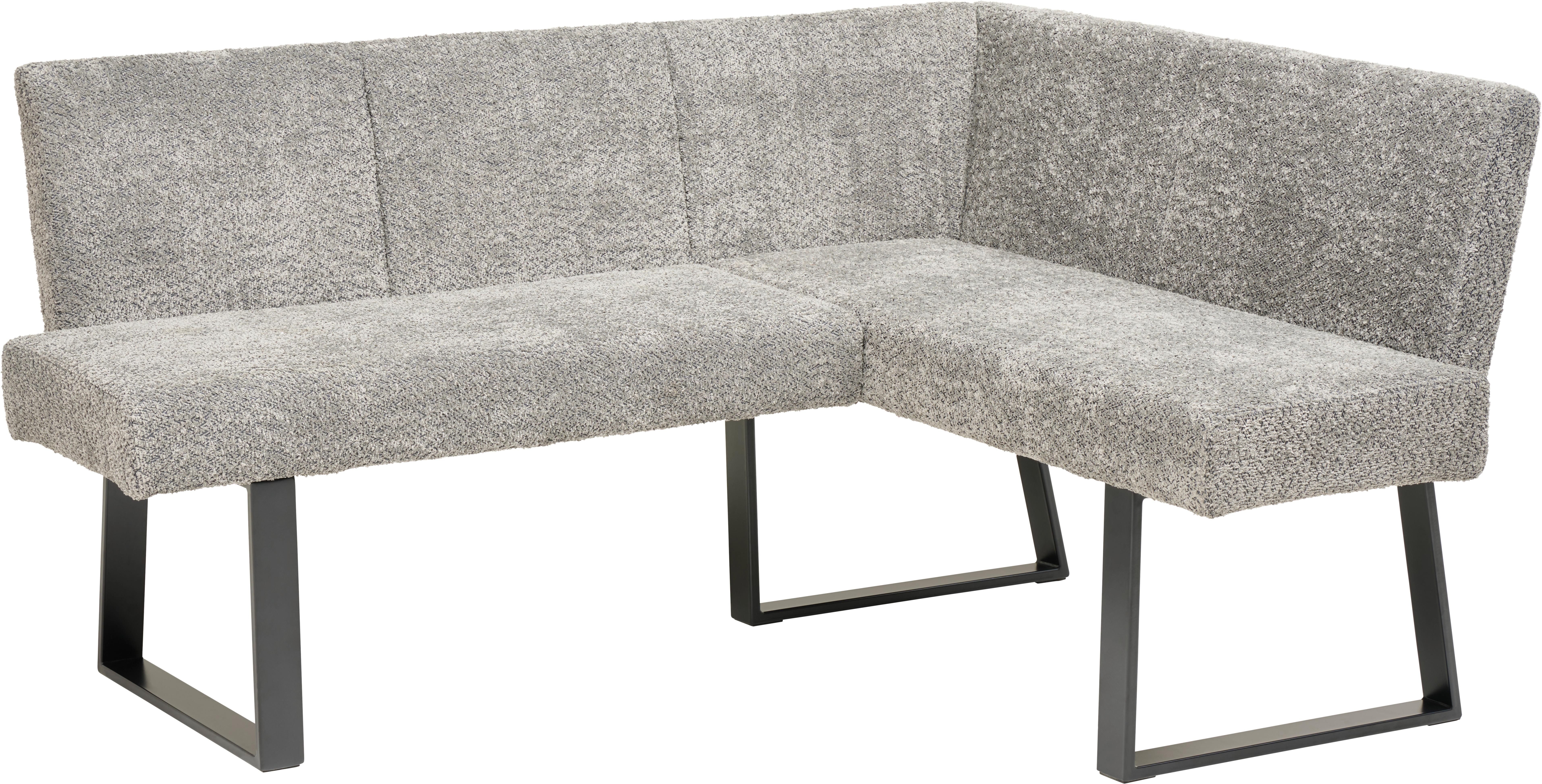 Eckbank Terri Grau, ca. 160x130cm - Schwarz/Grau, KONVENTIONELL, Textil/Metall (160/130cm) - MID.YOU