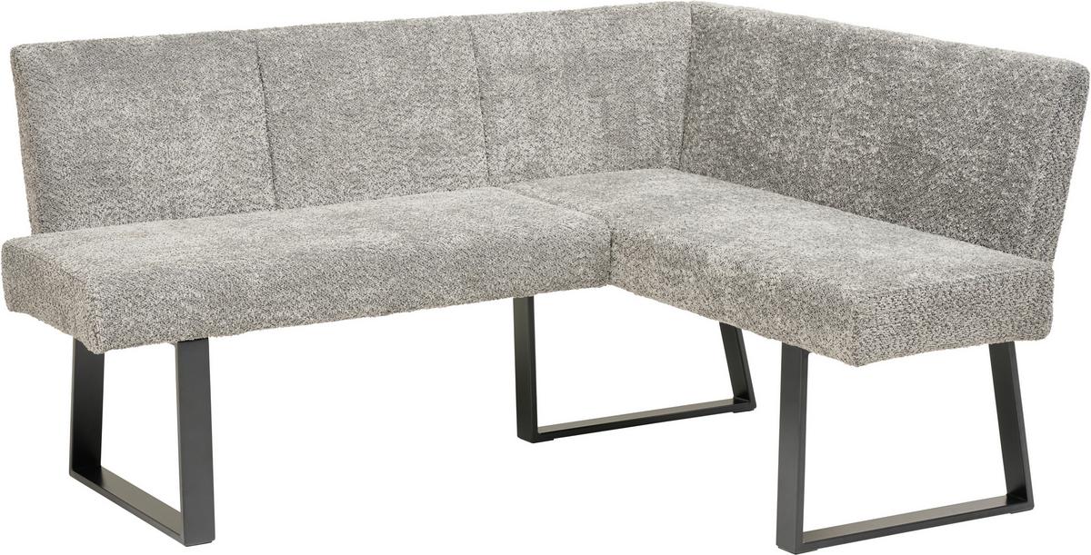 Eckbank Terri Grau, ca. 160x130cm - Schwarz/Grau, KONVENTIONELL, Textil/Metall (160/130cm) - MID.YOU