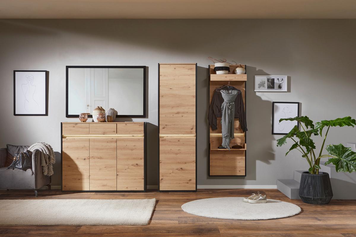 Wandspiegel Welcome Rechteckig Bxh: 130x84 Cm Schwarz Matt - MODERN, Glas/Holzwerkstoff (130/84/2,2cm)