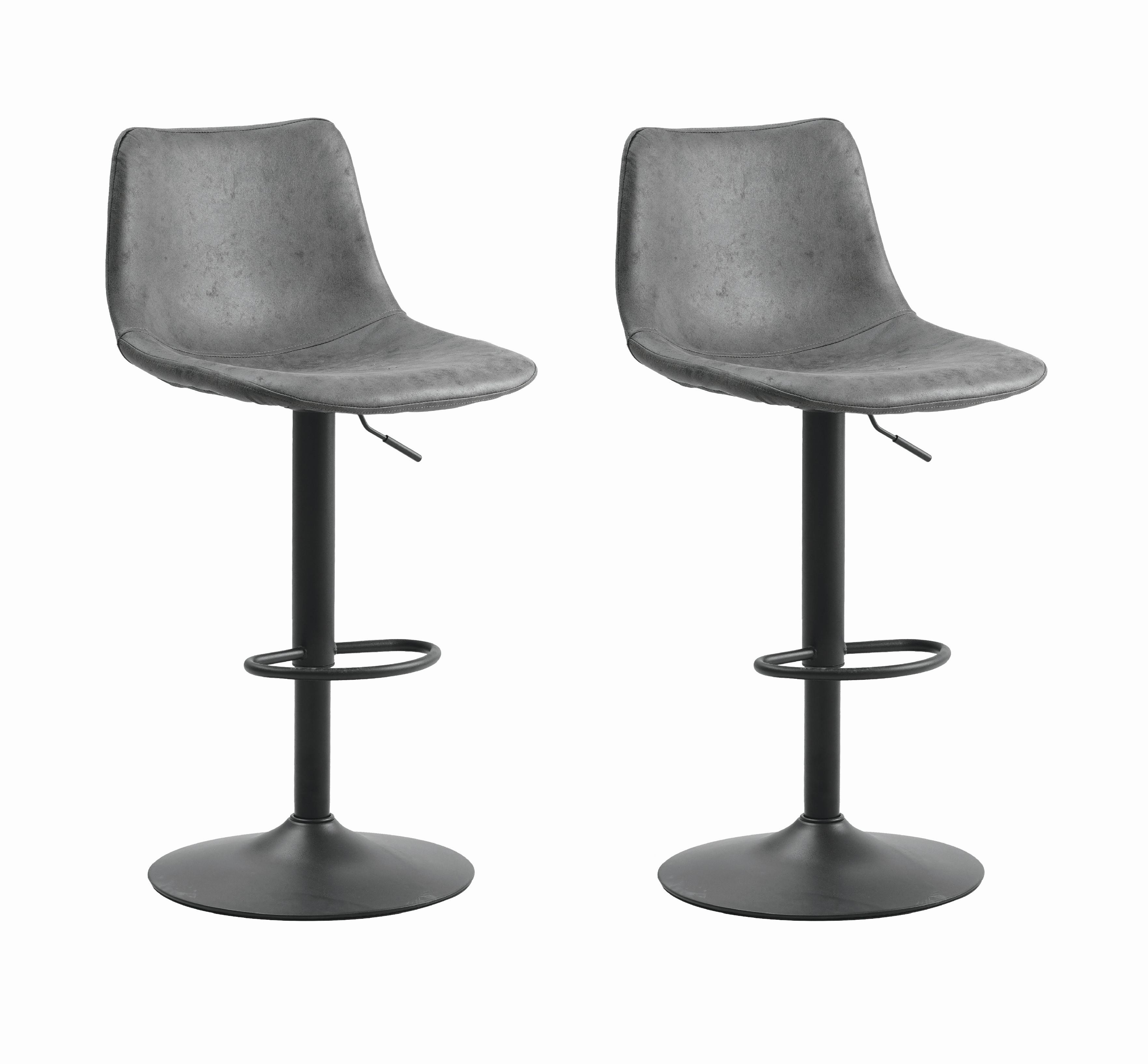 BARHOCKER-SET Glenn Anthrazit B: 45cm - Anthrazit/Schwarz, Basics, Textil/Metall (45/90/52cm) - MID.YOU