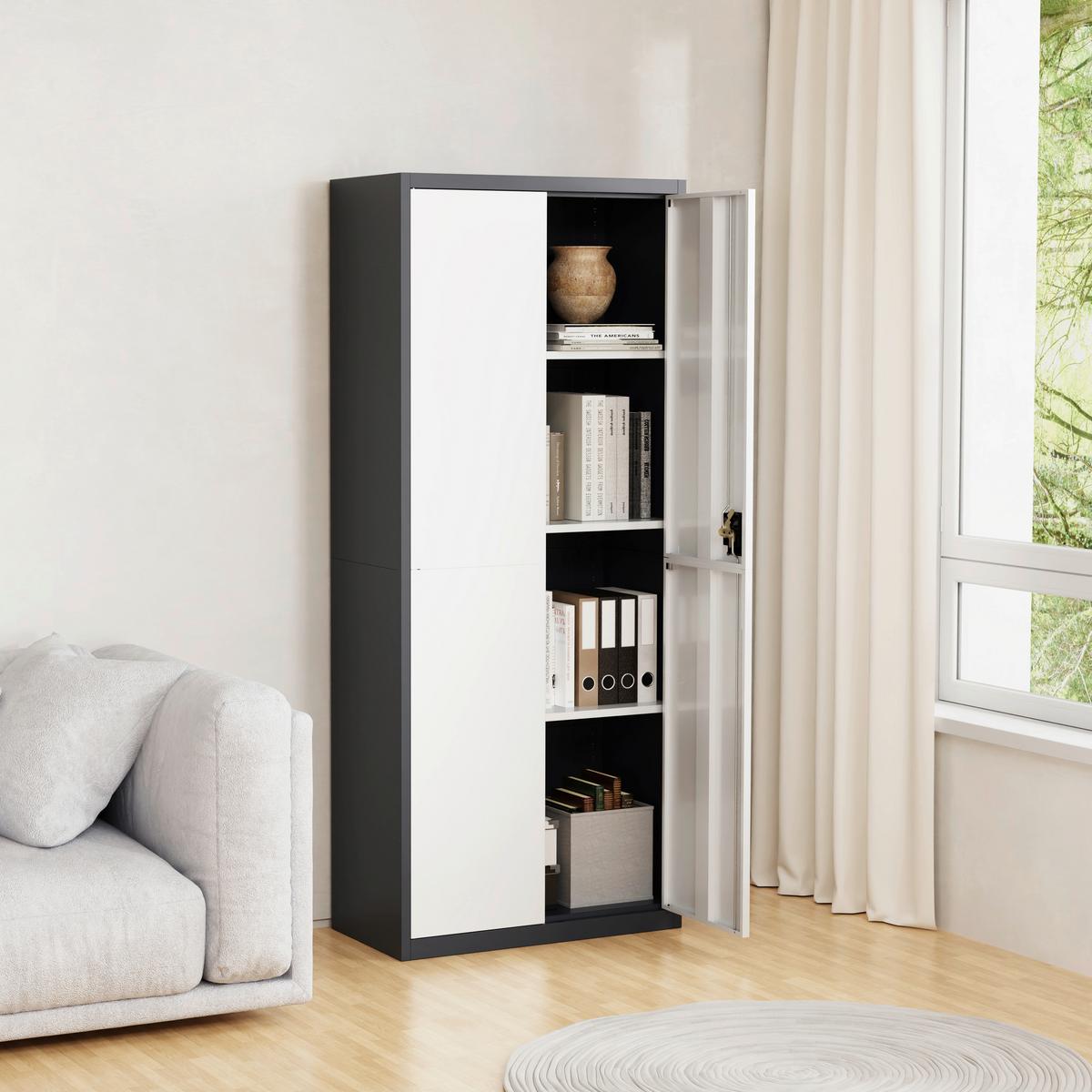Aktenschrank Malivo Weiß/Anthrazit B: 80cm - Anthrazit/Weiß, KONVENTIONELL, Metall (80/180/40cm) - MID.YOU