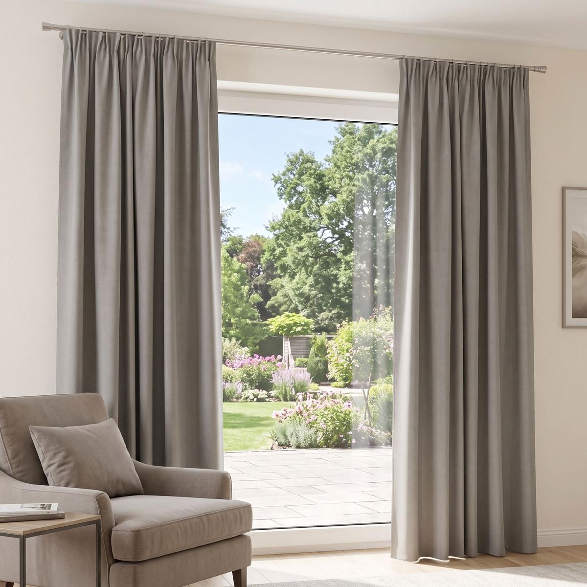WÄRMESCHUTZVORHANG Naturfarben B: 135 cm - Naturfarben, KONVENTIONELL, Textil (135/245cm)