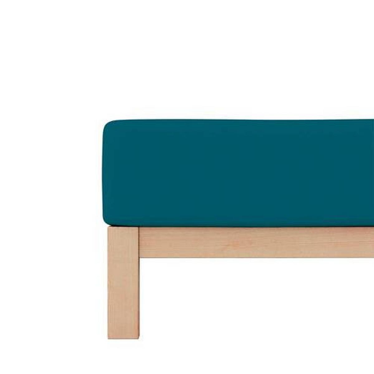 Spannleintuch Pure - Petrol, Basics, Textil (180-200/200-220cm) - Schlafgut